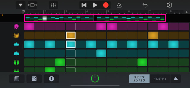 ビートシーケンサーのパターン設定-3
