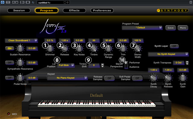 Ivory 2.5のProgram画面